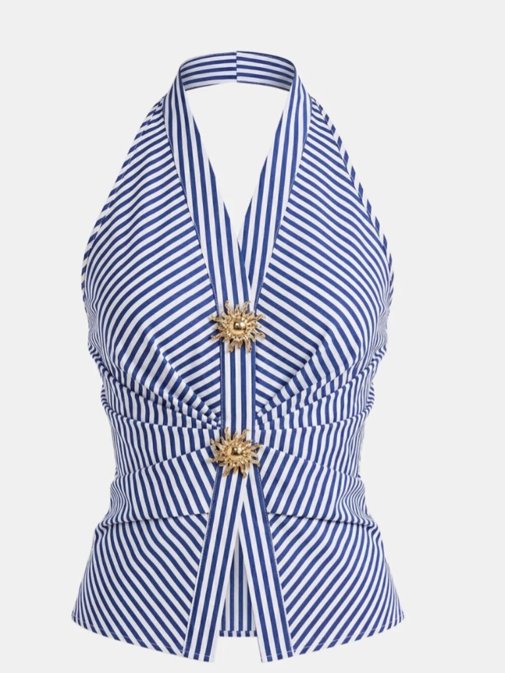 Cotton Blend Striped Halter Top S